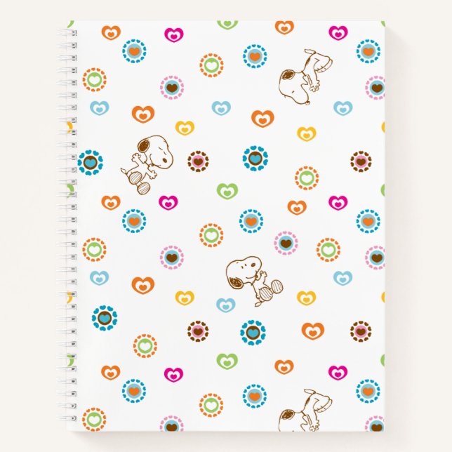 Snoopy Colorful Hearts Pattern Notebook (Front)