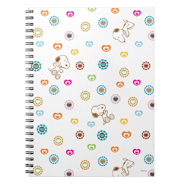 Snoopy Colorful Hearts Pattern Notebook (Front)
