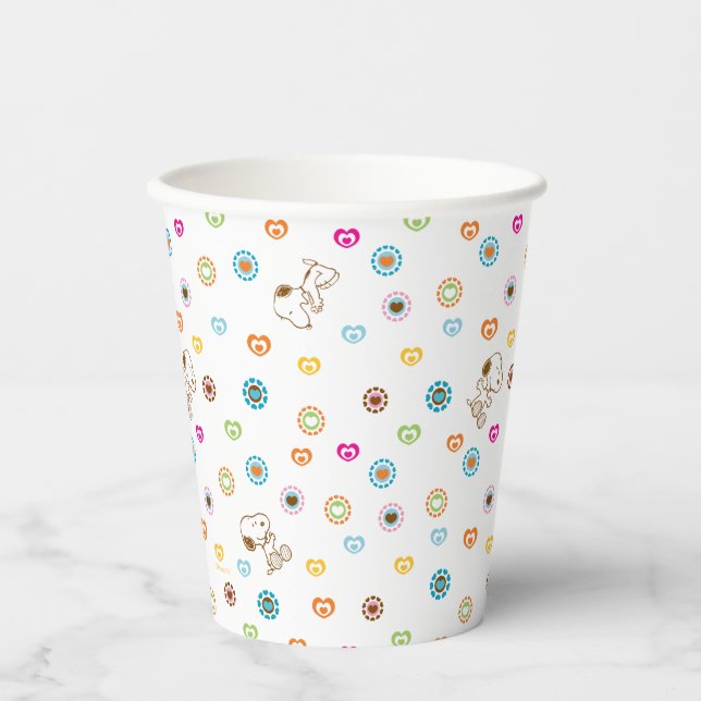 Snoopy Colorful Hearts Pattern Paper Cups (Front)