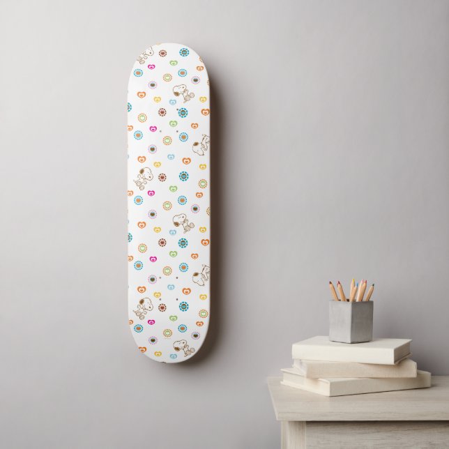 Snoopy Colorful Hearts Pattern Skateboard (Wall Art)