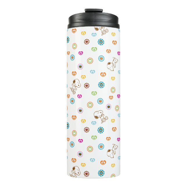 Snoopy Colorful Hearts Pattern Thermal Tumbler (Front)