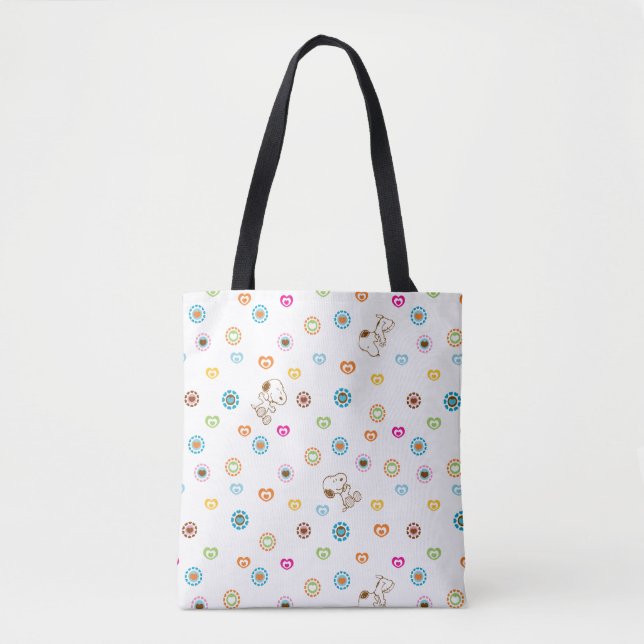 Snoopy Colorful Hearts Pattern Tote Bag (Front)