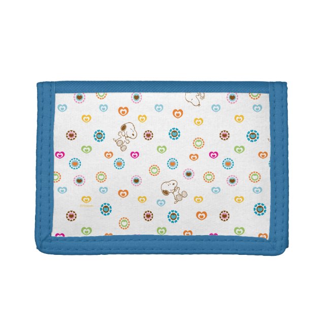 Snoopy Colorful Hearts Pattern Tri-fold Wallet (Front)