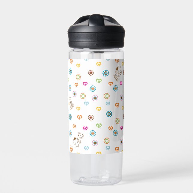 Snoopy Colorful Hearts Pattern Water Bottle (Front)