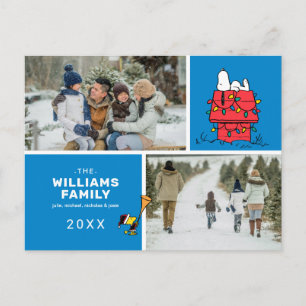 Snoopy Doghouse Christmas Family Photo Collage Holiday Postcard