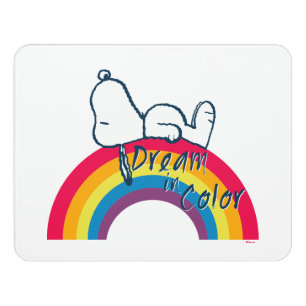 Snoopy   Dream in Color Rainbow Door Sign