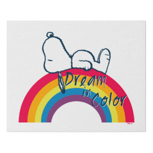 Snoopy Dream in Color Rainbow Faux Canvas Print