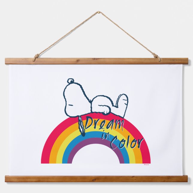 Snoopy | Dream in Color Rainbow Hanging Tapestry (Front)