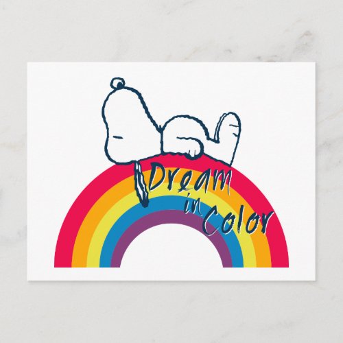 Snoopy  Dream in Color Rainbow Postcard