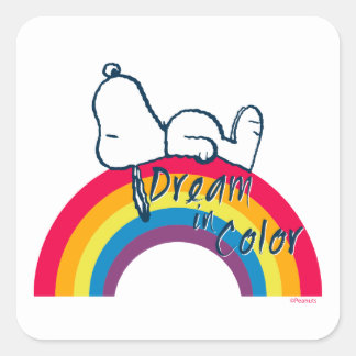 Snoopy | Dream in Color Rainbow Square Sticker