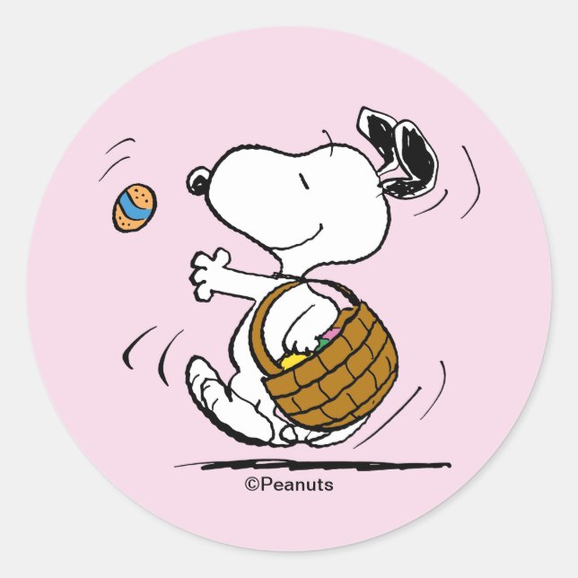 Snoopy Easter Beagle Classic Round Sticker (Front)