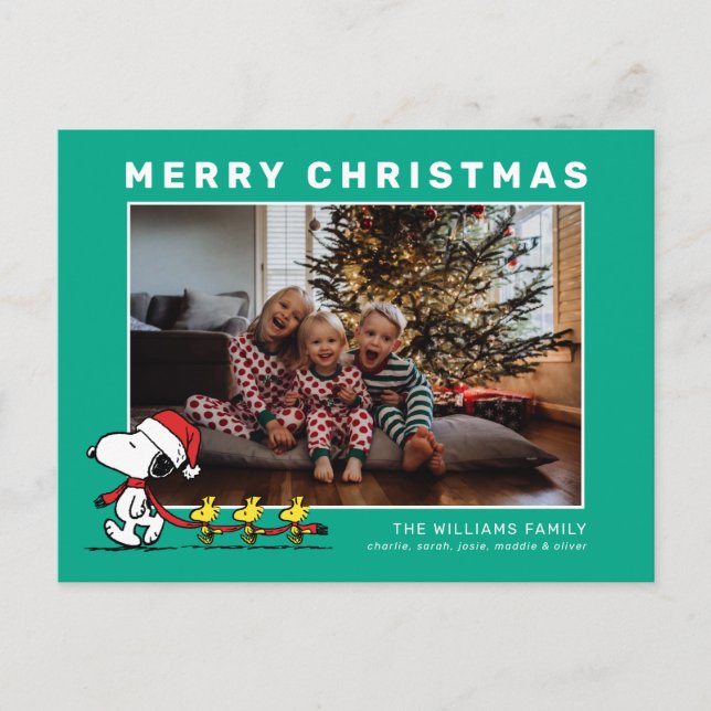 Snoopy & Friends Christmas Family Photo Collage Holiday Postcard (Front)