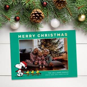 Snoopy & Friends Christmas Family Photo Foil Holiday Card