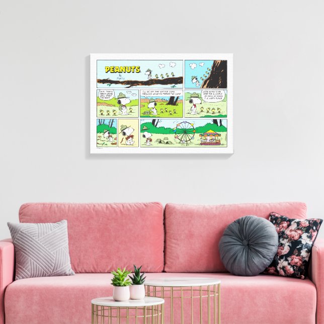 Snoopy & Friends | Go Camping Canvas Print (Insitu(LivingRoom))