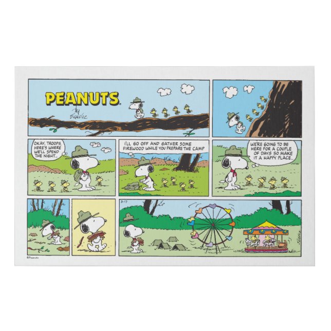 Snoopy & Friends | Go Camping Faux Canvas Print (Front)