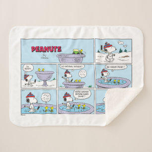 Snoopy & Friends Hockey Game Sherpa Blanket