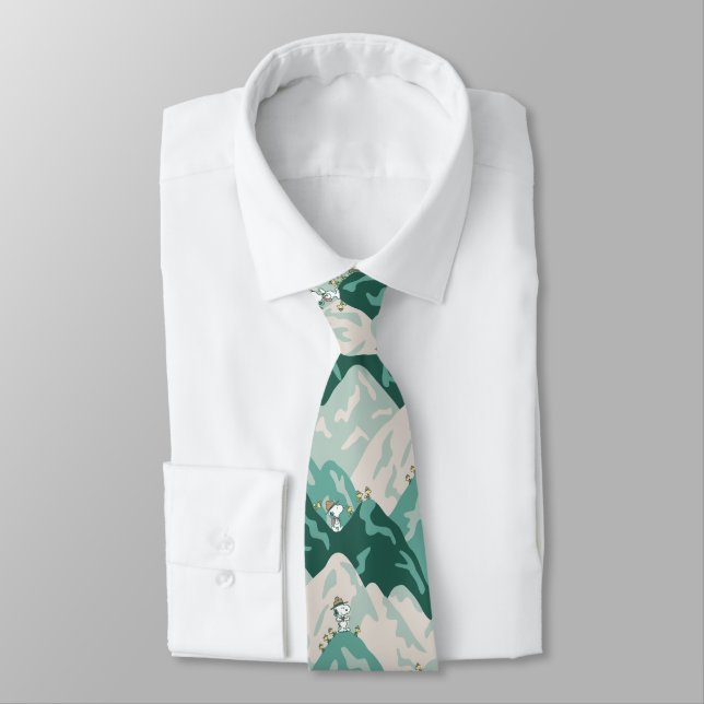 Snoopy Great Outdoors Pattern Neck Tie (Tied)