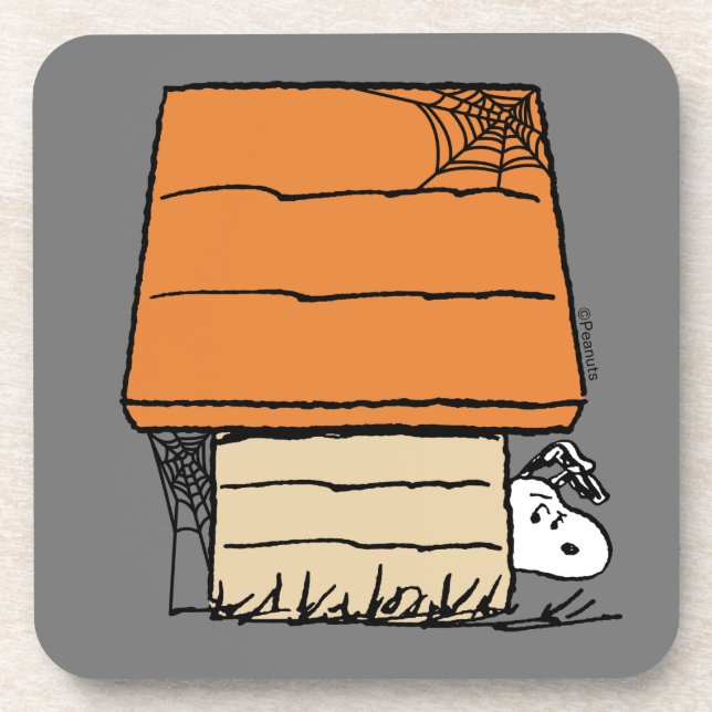 Snoopy Halloween Spider Web Doghouse Beverage Coaster (Front)