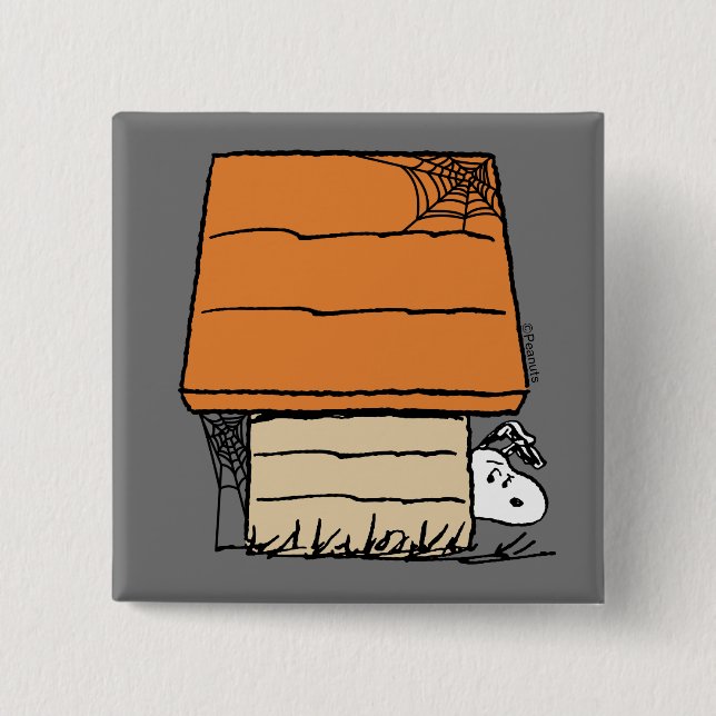 Snoopy Halloween Spider Web Doghouse Button (Front)