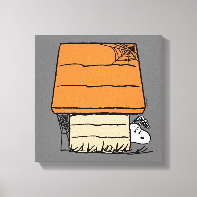 Snoopy Halloween Spider Web Doghouse Canvas Print (Front)