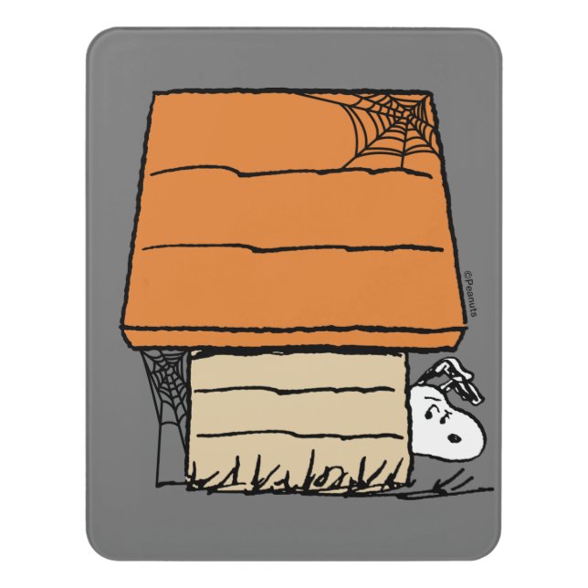 Snoopy Halloween Spider Web Doghouse Door Sign (Contemporary Vert)