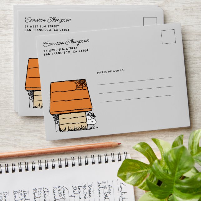 Snoopy Halloween Spider Web Doghouse Envelope (Stacked)