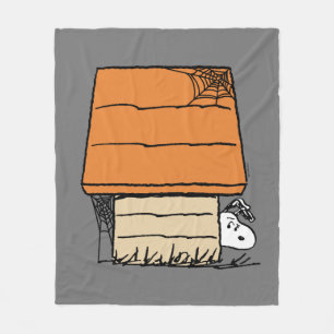 Snoopy Halloween Spider Web Doghouse Fleece Blanket