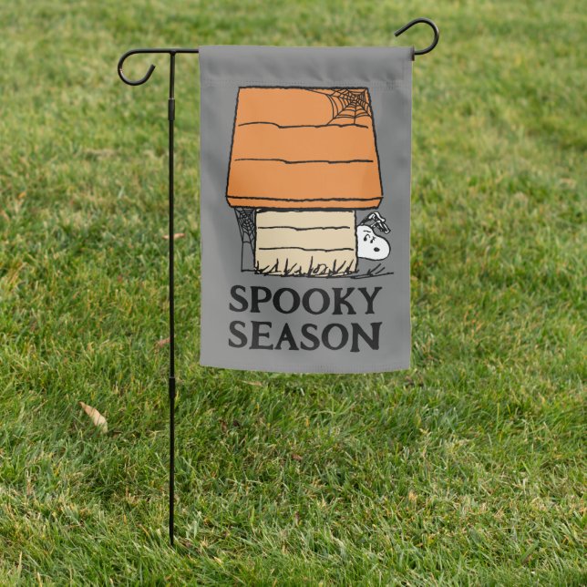 Snoopy Halloween Spider Web Doghouse Garden Flag (In SItu)