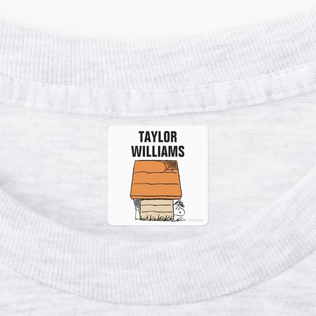 Snoopy Halloween Spider Web Doghouse Kids' Labels (Affixed)