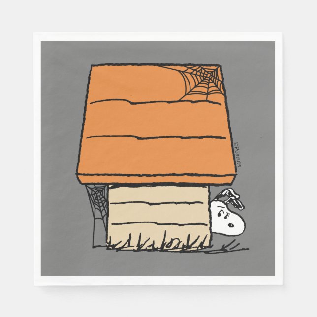 Snoopy Halloween Spider Web Doghouse Napkins (Front)