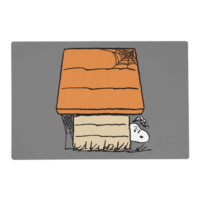 Snoopy Halloween Spider Web Doghouse Placemat (Front)