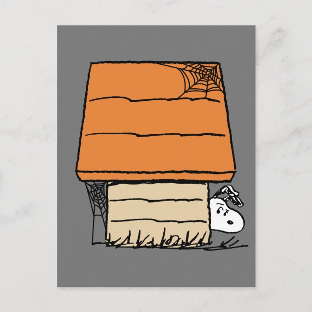 Snoopy Halloween Spider Web Doghouse Postcard (Front)