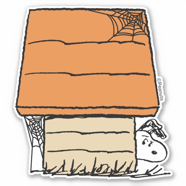 Snoopy Halloween Spider Web Doghouse Sticker (Front)