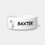 Snoopy Happy Dance | Add Pet Name Bowl<br><div class="desc">Snoopy is the loveable pet beagle of Charlie Brown in the comic strip Peanuts by Charles M. Schulz. Check out this cute Peanuts design featuring this loveable dog.</div>