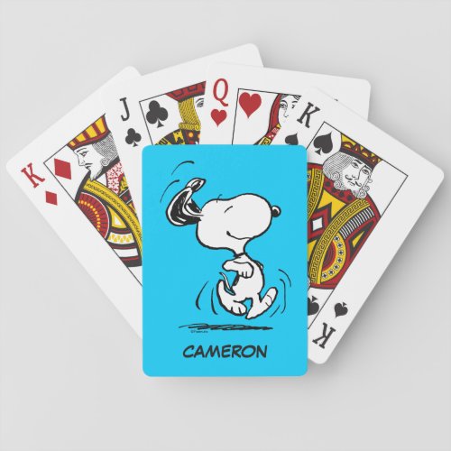 Snoopy Happy Dance  Add Your Name Poker Cards