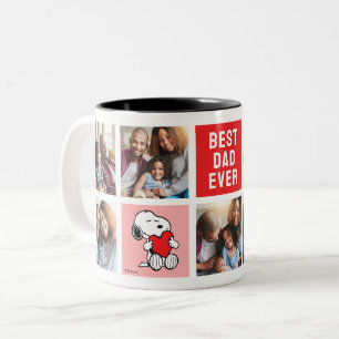 Snoopy Heart   Dad Photo Collage Two-Tone Coffee Mug