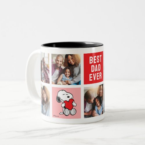 Snoopy Heart  Dad Photo Collage Two_Tone Coffee Mug