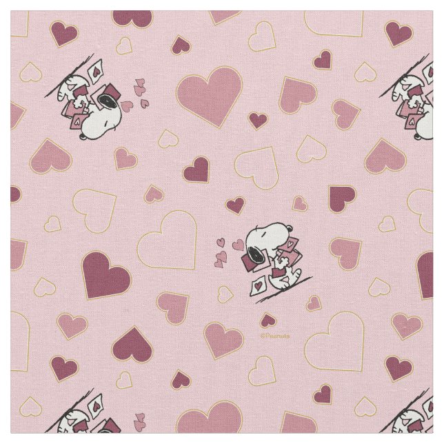 Snoopy Hearts and Love Letters Fabric (Close Up)