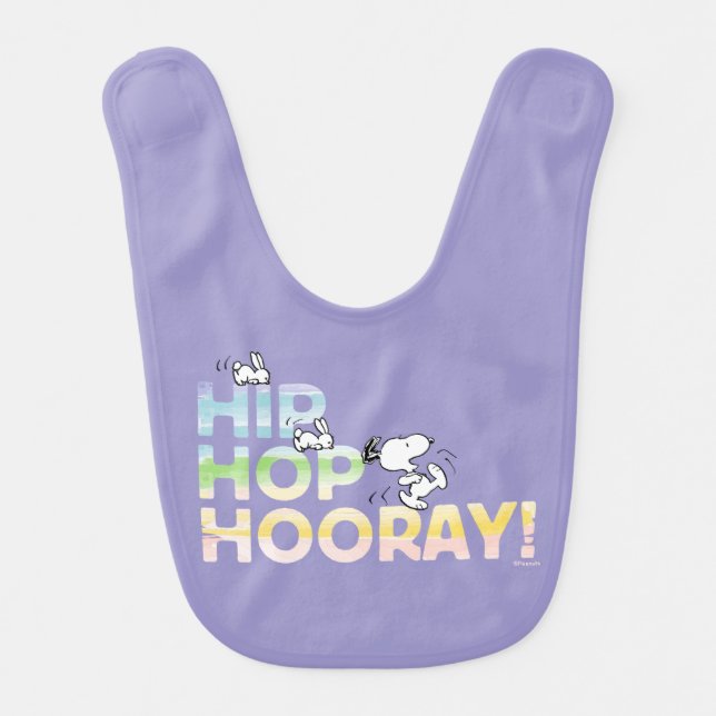 Snoopy Hip Hop Hooray Easter Baby Bib (Front)