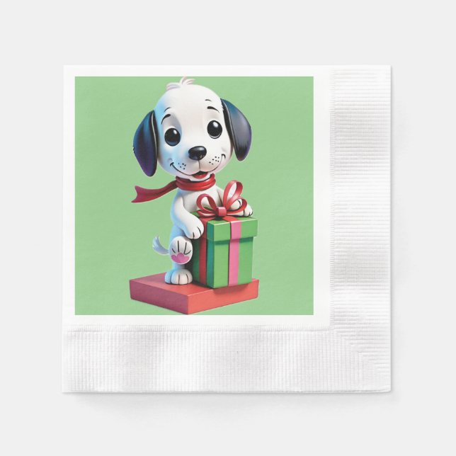 Snoopy holding gifts box  napkins (Front)