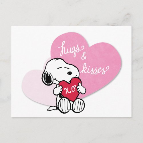 Snoopy Hugs  Kisses Postcard