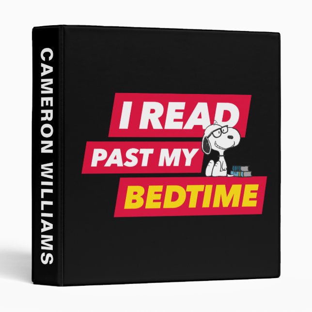 Snoopy "I Read Past My Bedtime" 3 Ring Binder (Front/Spine)