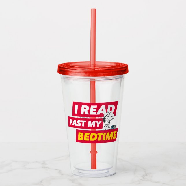 Snoopy "I Read Past My Bedtime" Acrylic Tumbler (Front)