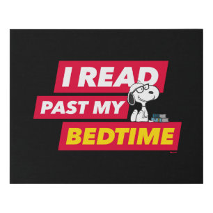 Snoopy "I Read Past My Bedtime" Faux Canvas Print