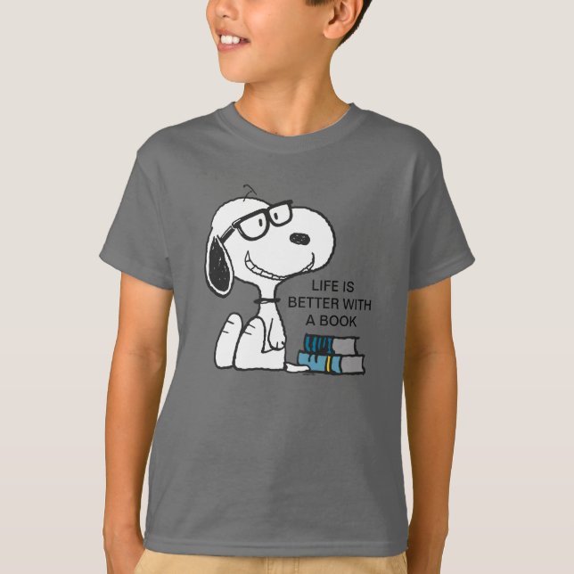 Snoopy "I Read Past My Bedtime" T-Shirt (Front)