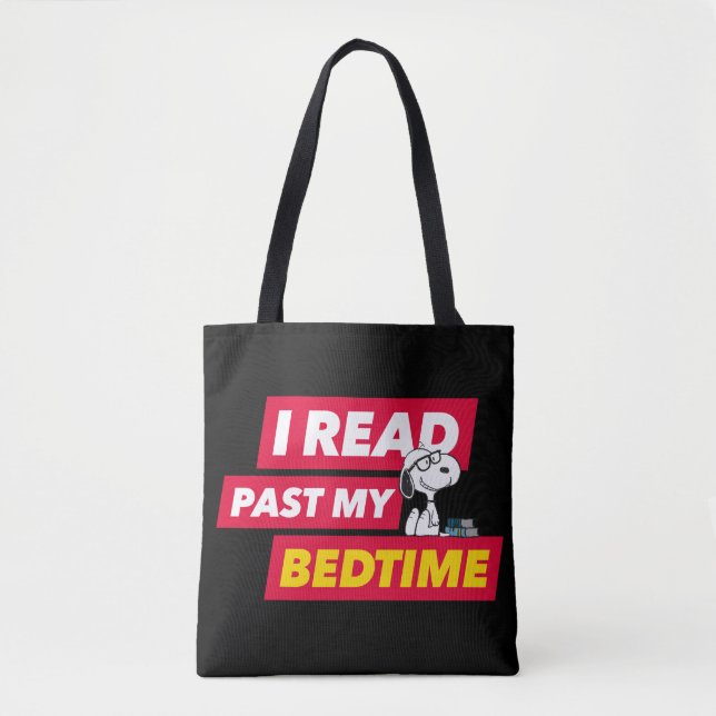 Snoopy "I Read Past My Bedtime" Tote Bag (Front)