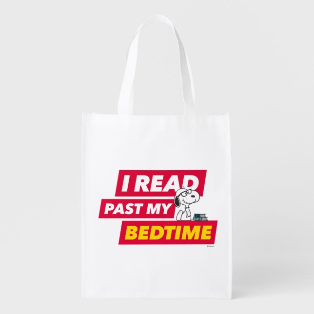 Snoopy "I Read Past My Bedtime" Tote Bag (Front)