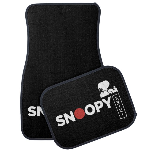 Snoopy Japanese Typography Graphic Car Floor Mat (Set)