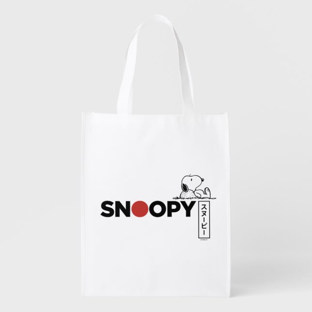 Snoopy Japanese Typography Graphic Tote Bag (Front)