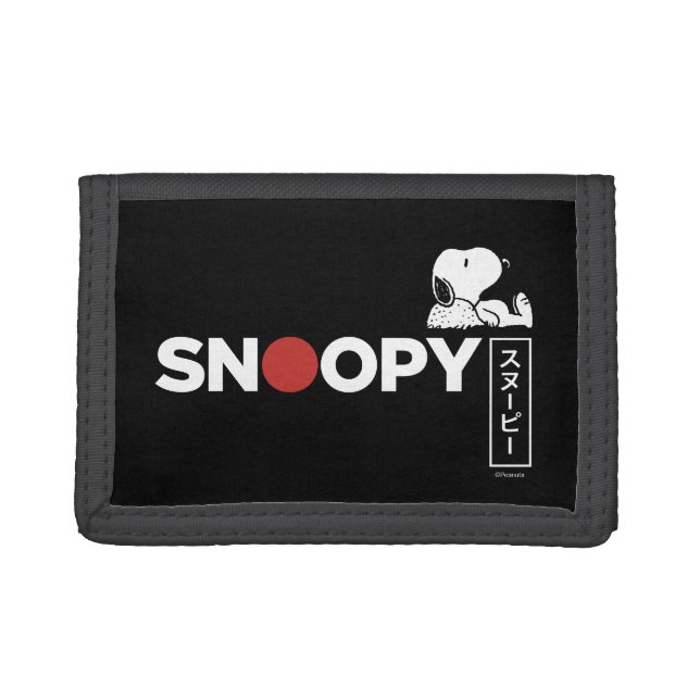 Snoopy Japanese Typography Graphic Trifold Wallet (Front)